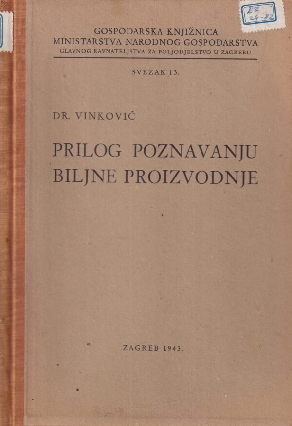 ladislav vinković: prilog poznavanju biljne proizvodnje