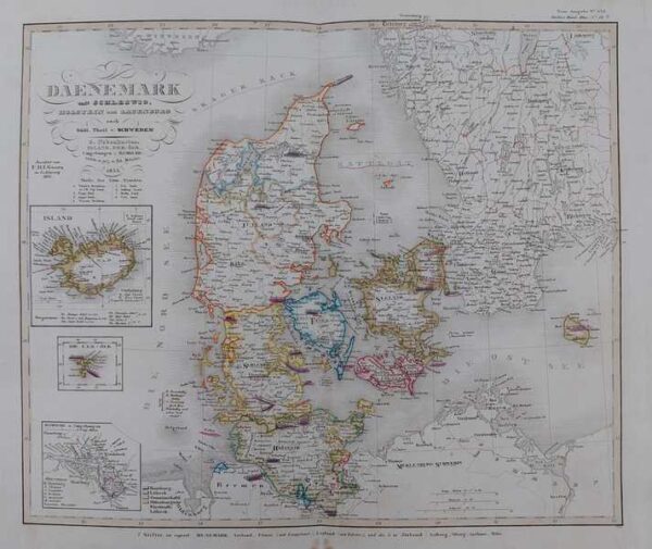 daenemark mit schleswig, holstein und lauenburg, 1833.