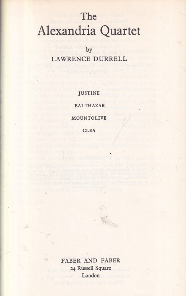 lawrence durrell: the alexandria quartet