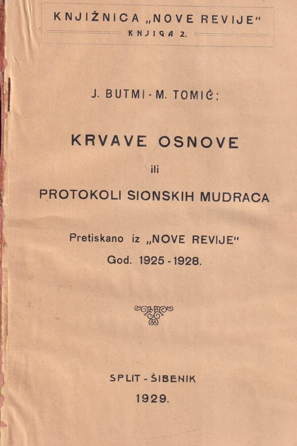 j. butmi i m. tomić: krvave osnove ili protokoli sionskih mudraca