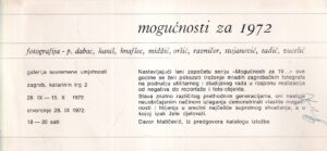 mogućnosti za 1972: katalog izložbe