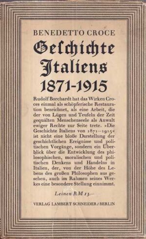 benedetto croce: geschichte italiens 1871-1915