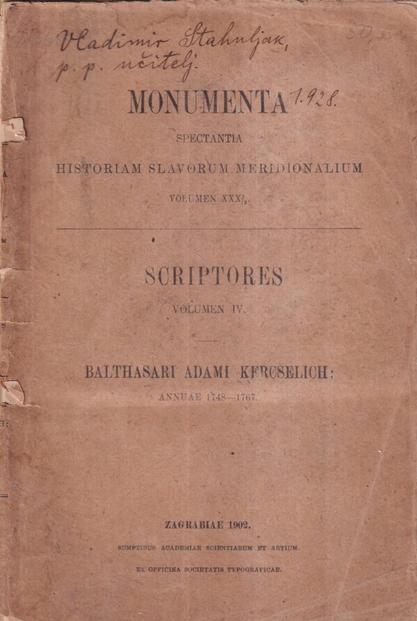baltazar adam krčelić: scriptores annue 1748-1767