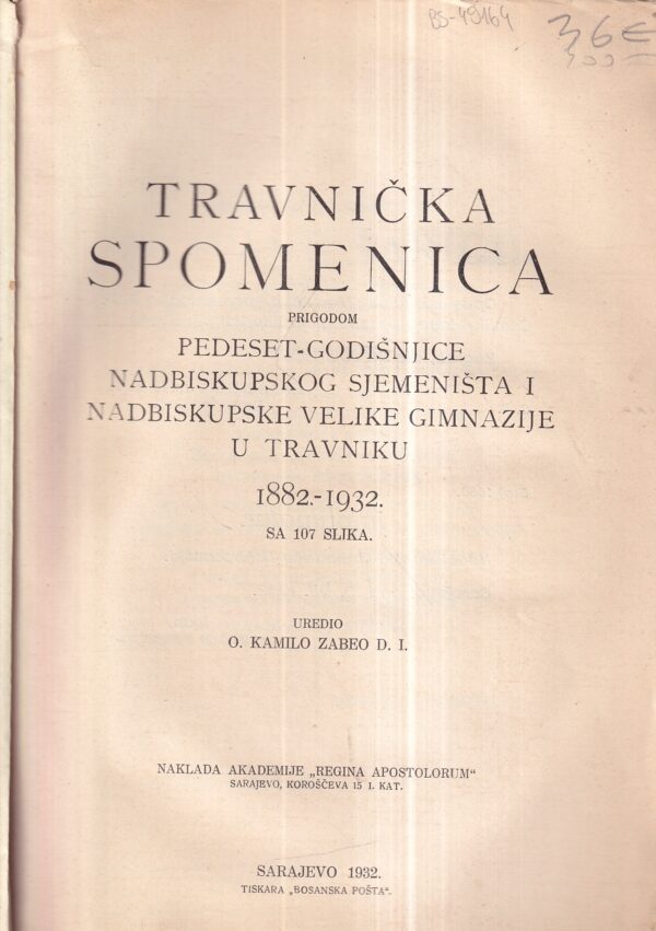 kamilo zabeo: travnička spomenica 1882-1932