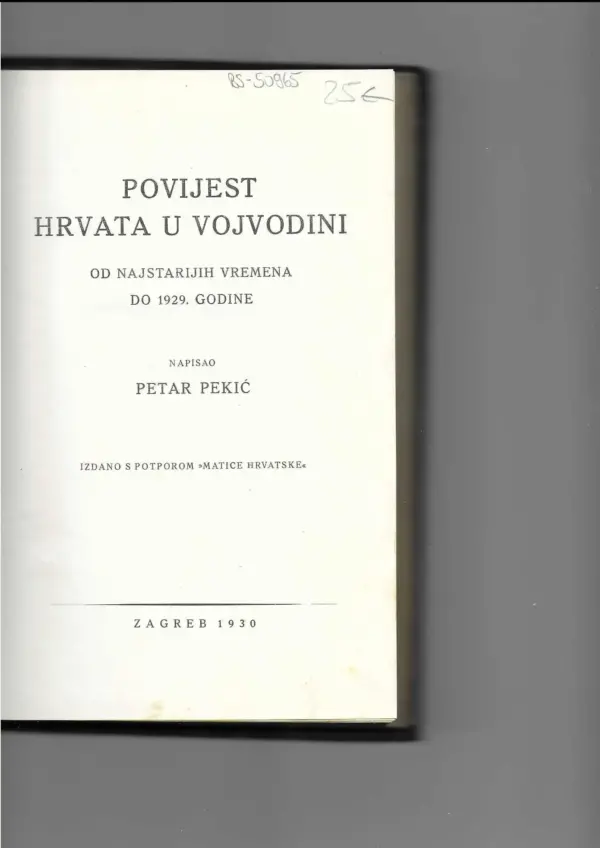 petar pekić: povijest hrvata u vojvodini