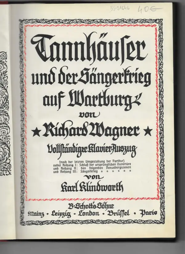 richard wagner: tannhauser und der sangerkrieg auf wartburg