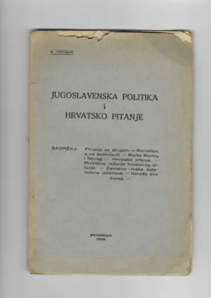 a. hribar: jugoslavenska politika i hrvatsko pitanje