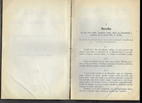 licej 1897 - 1905 / izvješće privr. ženskog liceja