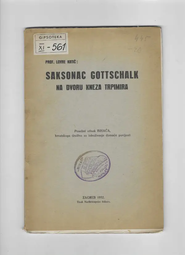 lovre katić: saksonac gottschalk na dvoru kneza trpimira