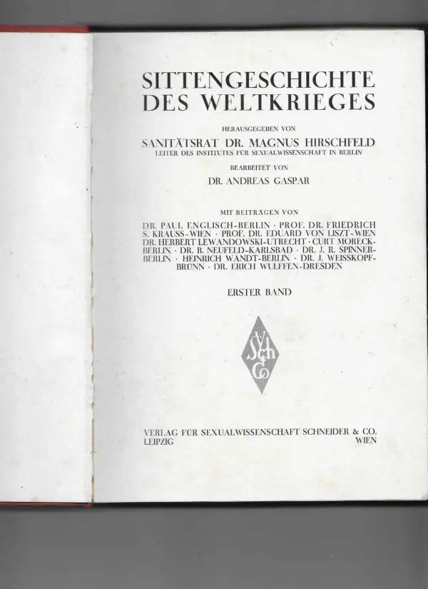 magnus hirschfeld: sittengeschhichte des weltkrieges