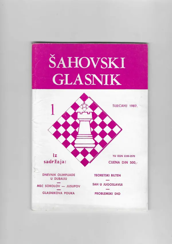 Šahovski glasnik br. 1/1987.