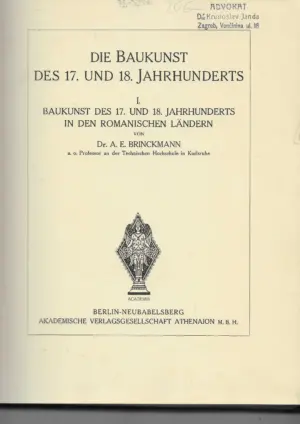 a. e. brinckmann: die baukunst des 17. und 18. jahrhundrets i.