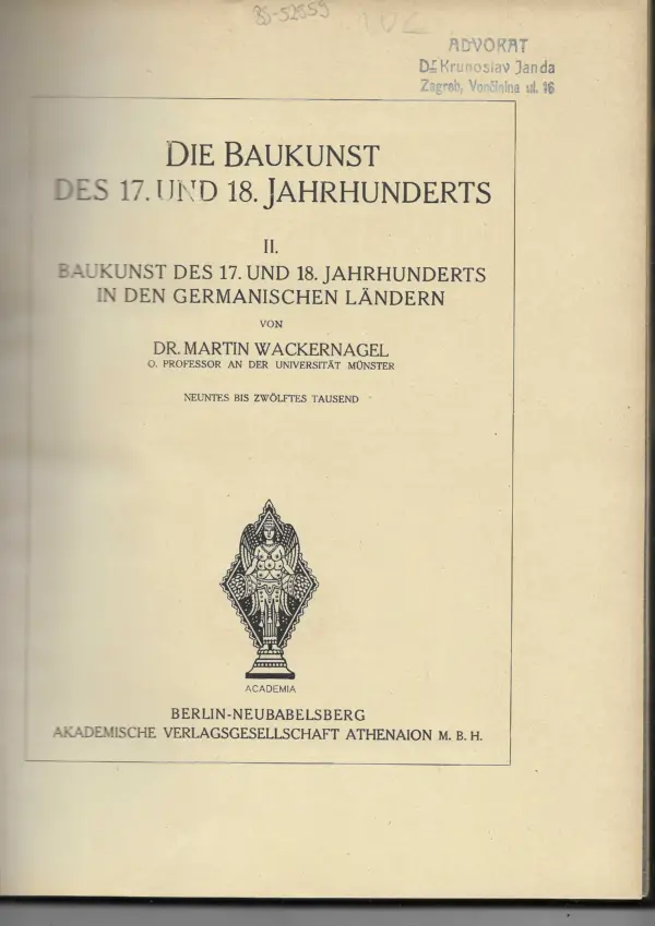 martin wackernagel: die baukunst des 17. und 18. jahrhundrets ii.