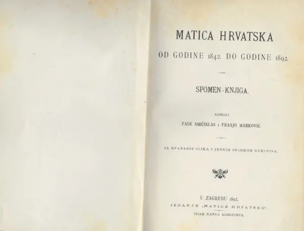 matica hrvatska 1842-1892. spomen-knjiga