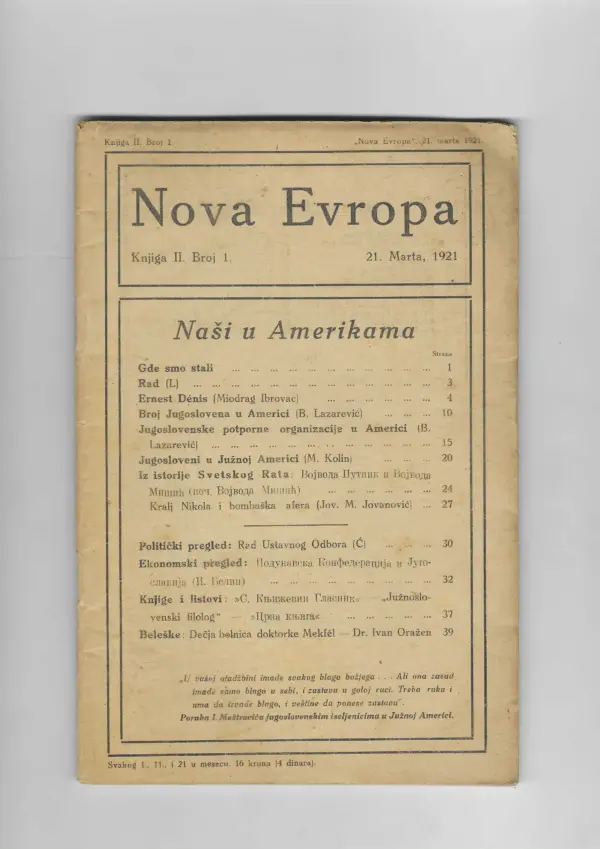 nova evropa knjiga ii. broj 1.