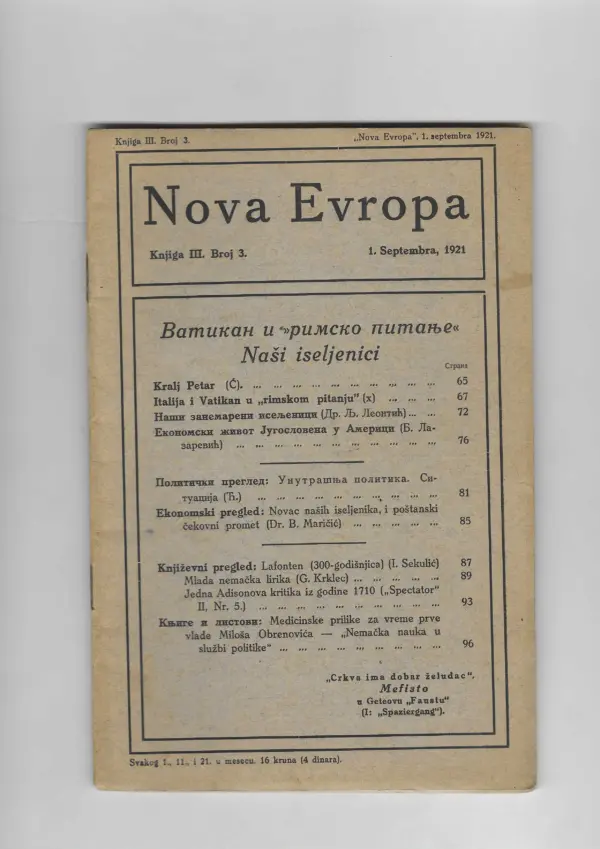 nova evropa knjiga iii. broj 3.