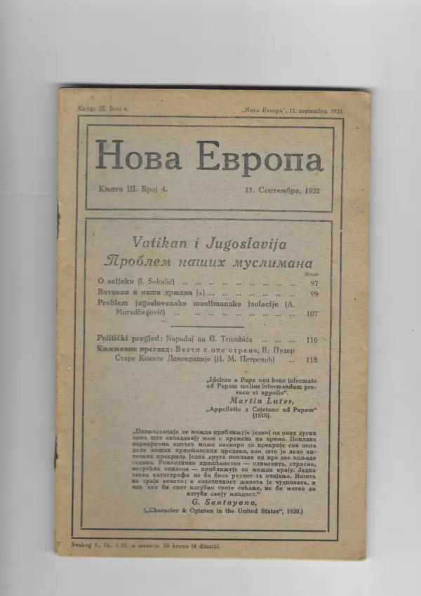 nova evropa knjiga iii. broj 4.