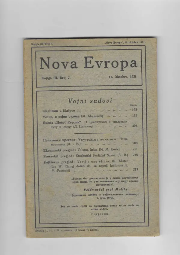 nova evropa knjiga iii. broj 7.