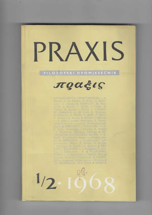 filozofski časopis praxis br. 1-2/1968.