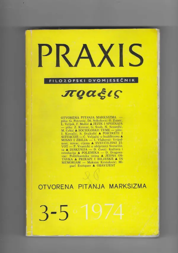 filozofski časopis praxis br. 3-5/1974.