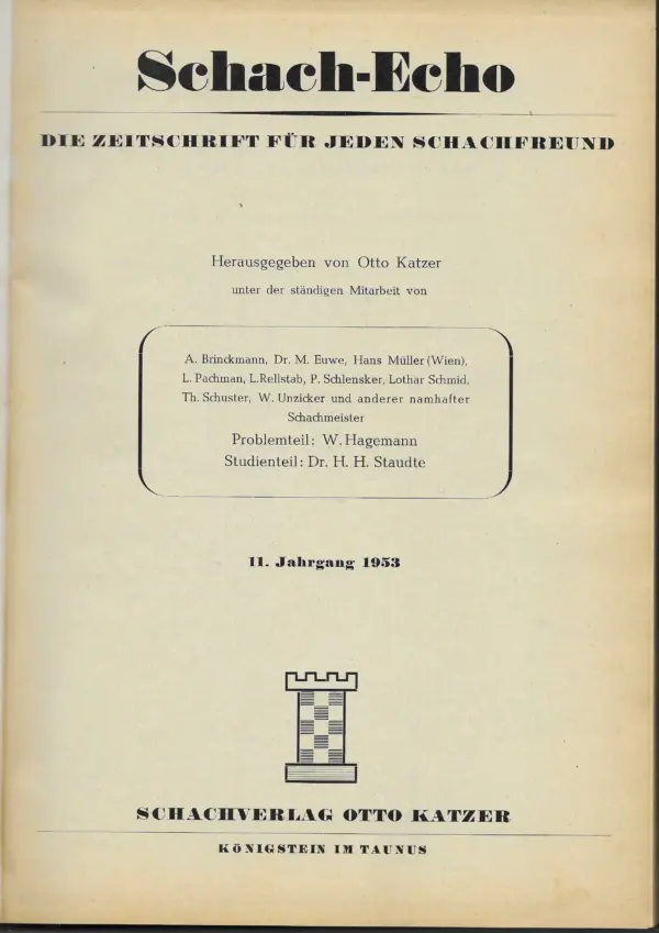 otto katzer: schach-echo 1953