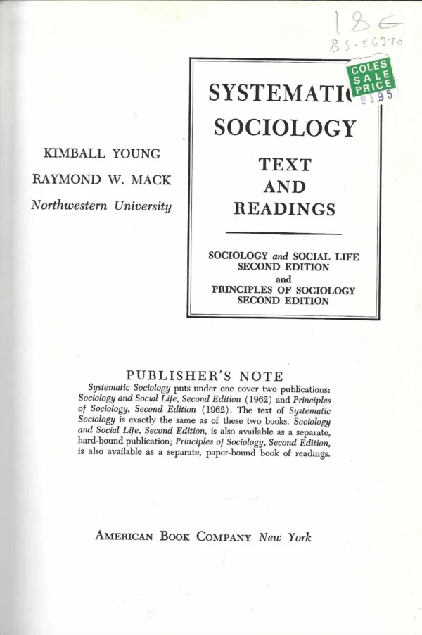 Young i Mack: Systematic Sociology - Text and Readings - Image 2