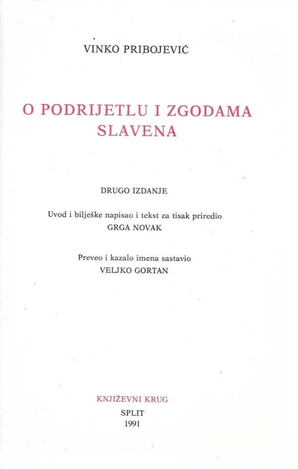 Vinko Pribojević: O podrijetlu i zgodama Slavena - Image 2