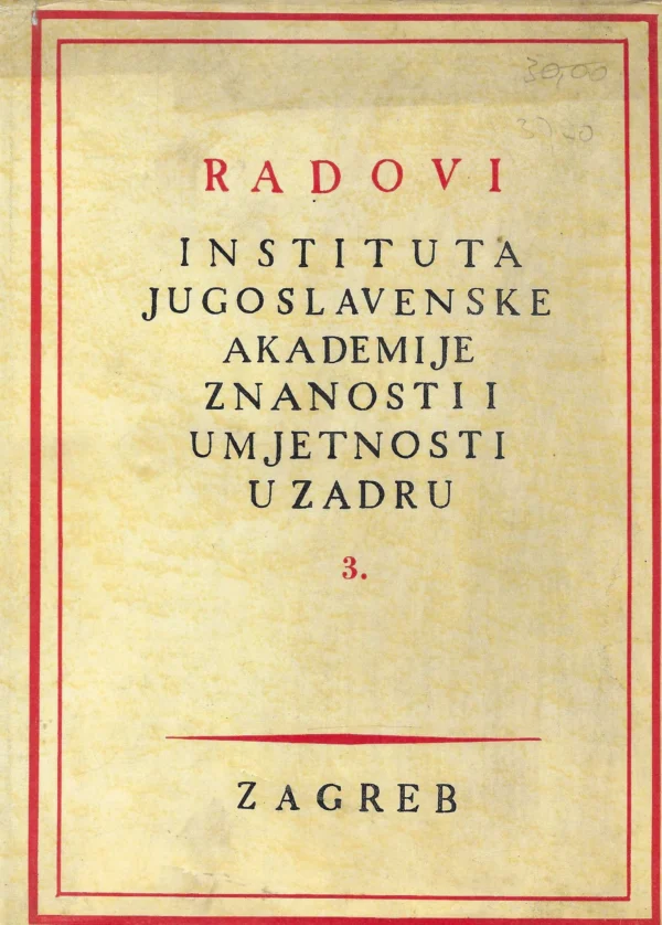 Radovi Instituta Jugoslavenske akademije znanosti i umjetnosti u Zadru sv. 3