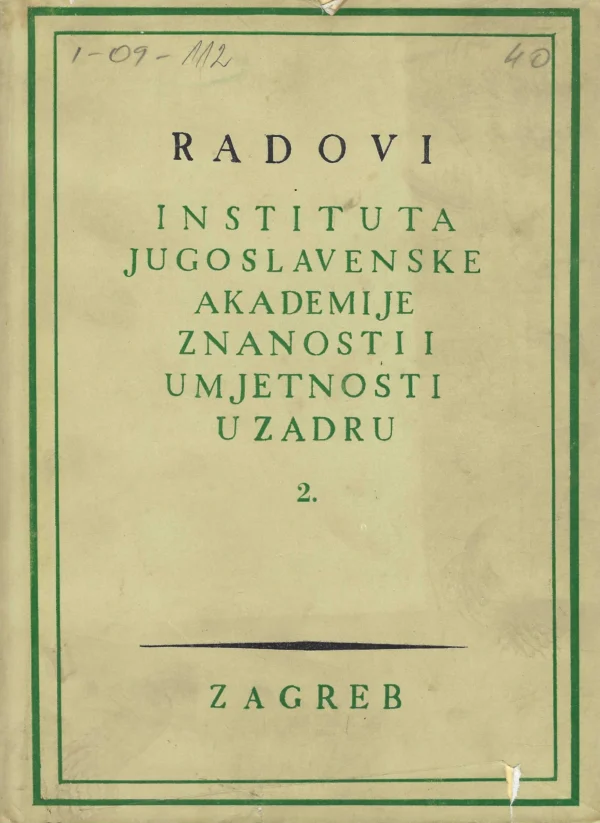 Radovi Instituta Jugoslavenske akademije znanosti i umjetnosti u Zadru sv. 2