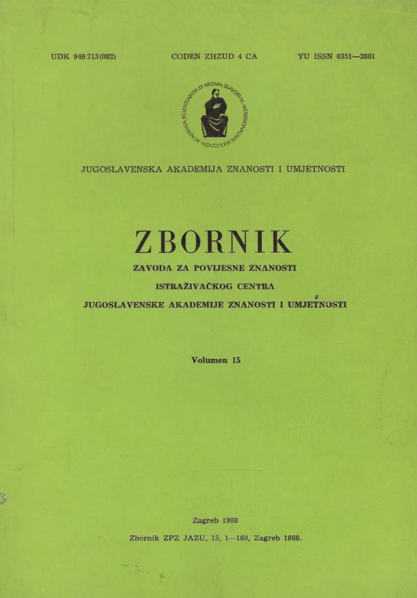 Zbornik Zavoda za povijesne znanosti istraživačkog centra JAZU vol. 15