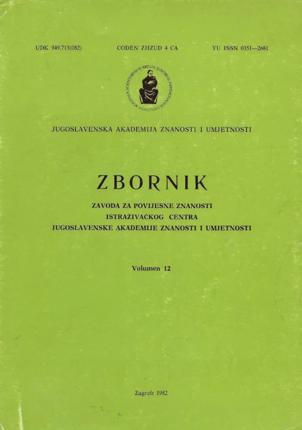 Zbornik Zavoda za povijesne znanosti istraživačkog centra JAZU vol. 12