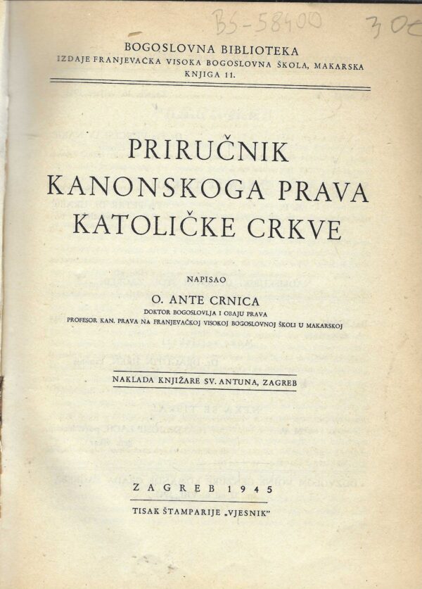 O. Ante Crnica: Priručnik kanonskoga prava Katoličke crkve - Image 2